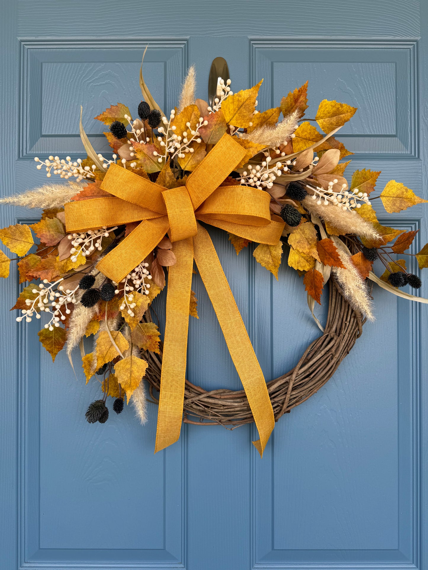 Fall Birch & Thistle Wreath