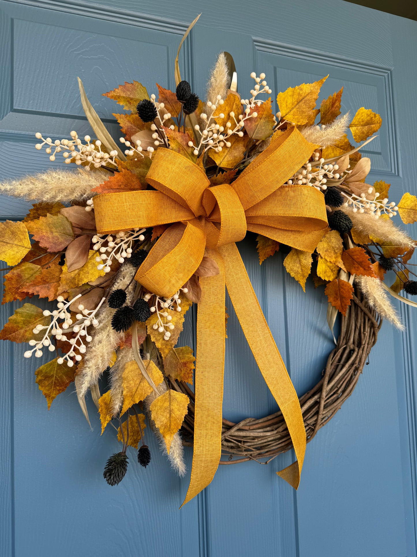 Fall Birch & Thistle Wreath