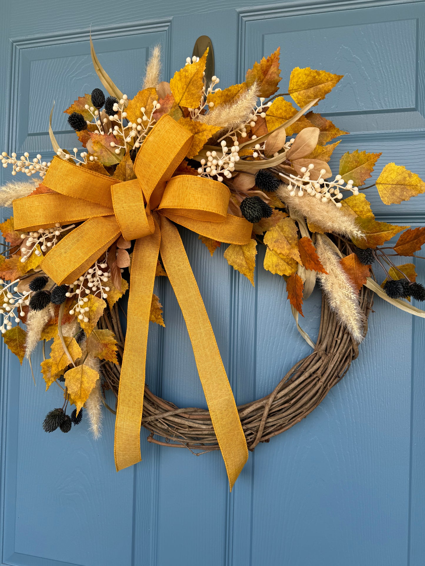 Fall Birch & Thistle Wreath